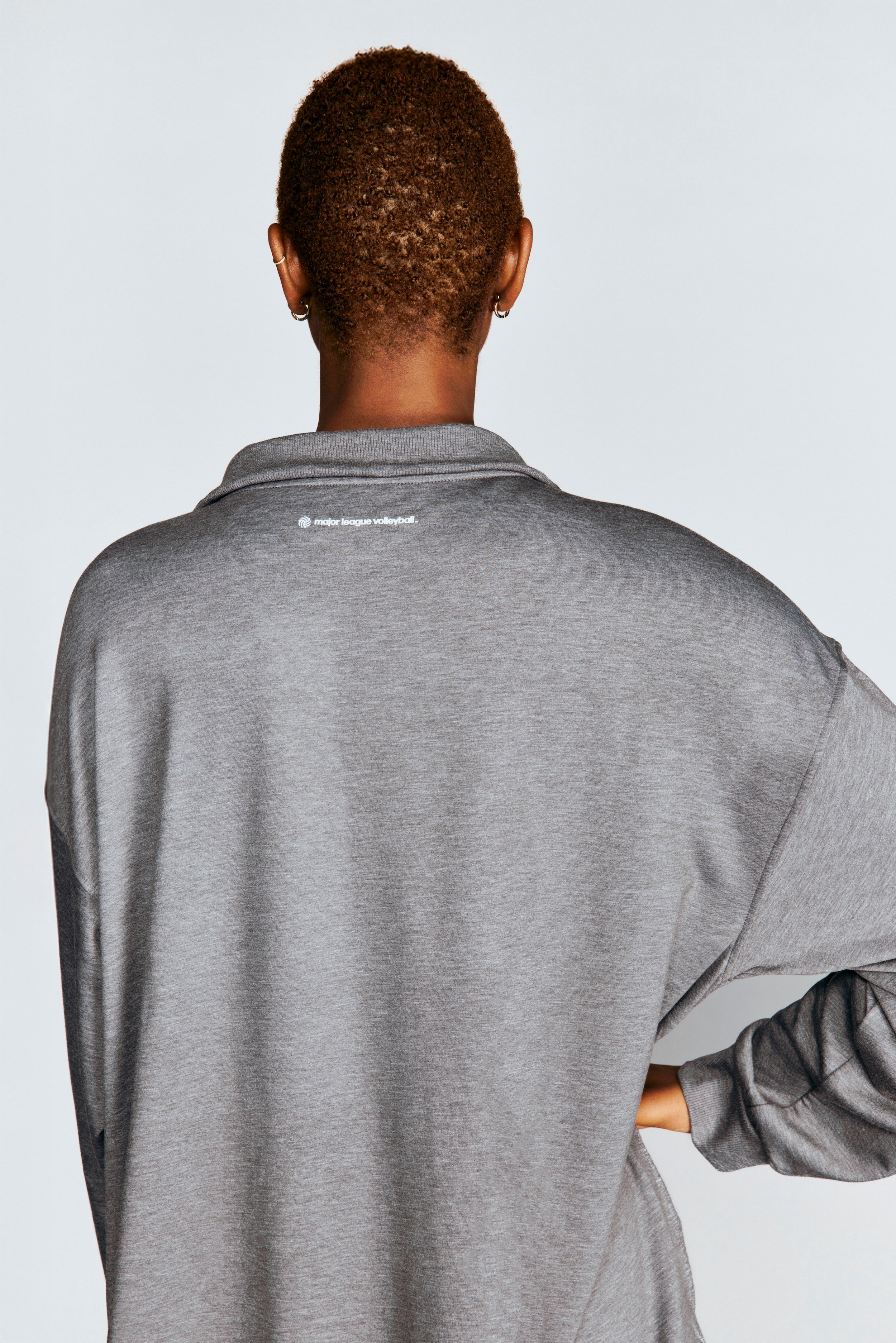 MLV Logo Oversized Ribbed Quarter Zip Pullover by REN Athletics